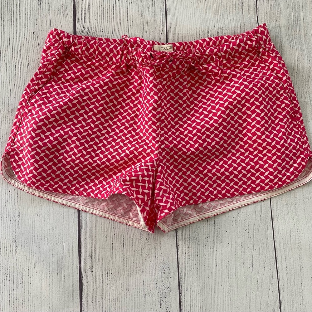 J Crew Pink & White Linen Drawstring Shorts Size Small